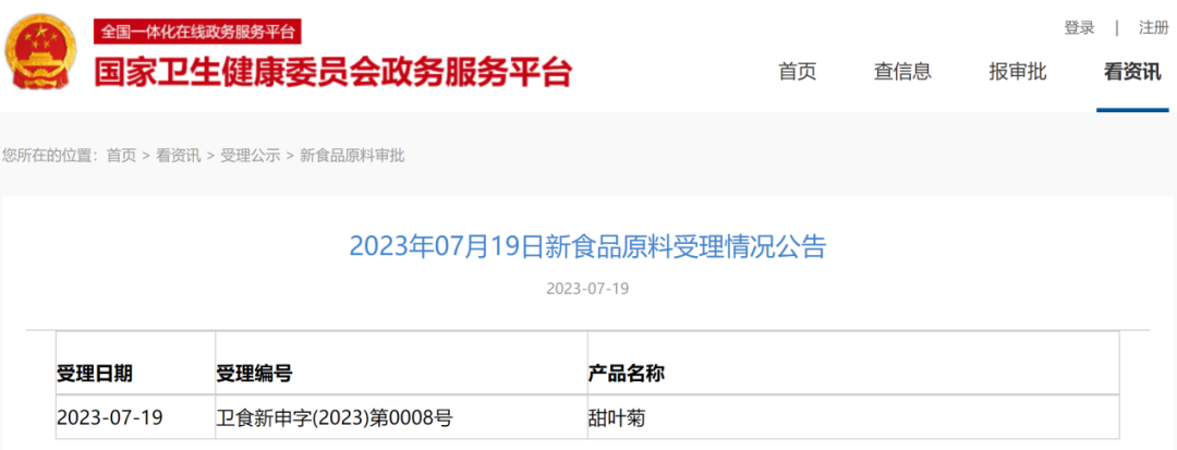 法规动态|甜叶菊申请新食品原料被受理